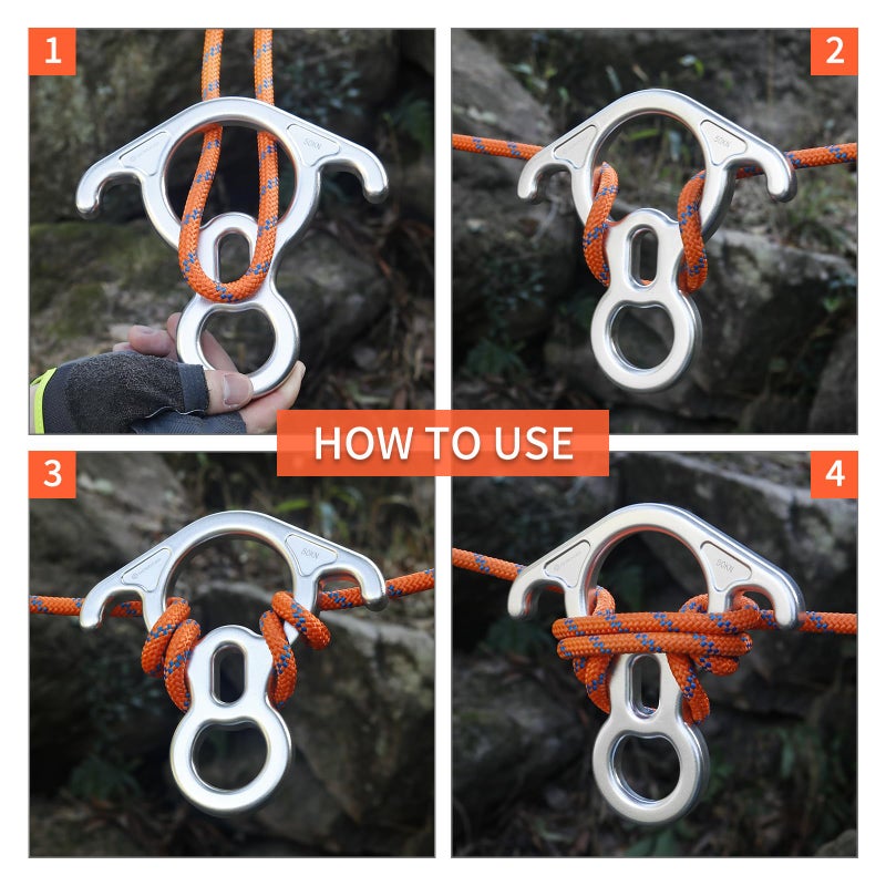 NewDoar 50KN 11000 LBF Rescue Figure,8 Descender Large Bent-Ear Belaying and Rappelling Gear Belay Device for Rock Climbing, Aerial Dance,Ziplining and Peak Rescue 7075 Aluminum Alloy(White) - Image 3